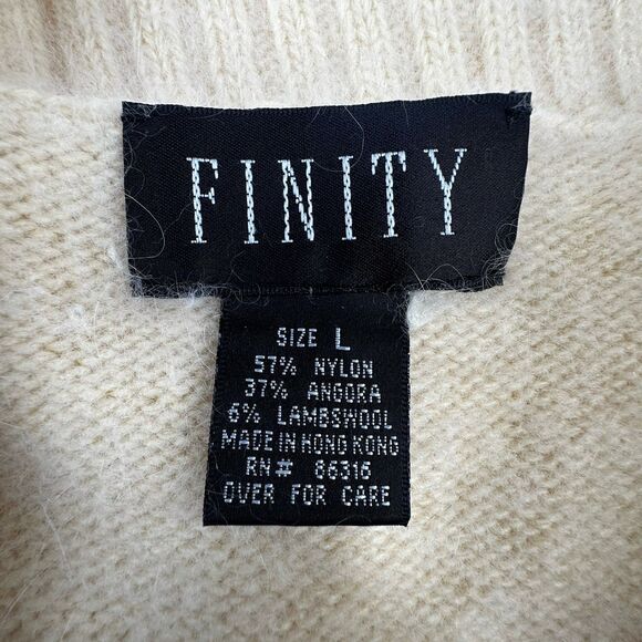 Finity Sweater Ivory Cream Off Shoulder Lambswool Angora Sz Large - Picture 3 of 3